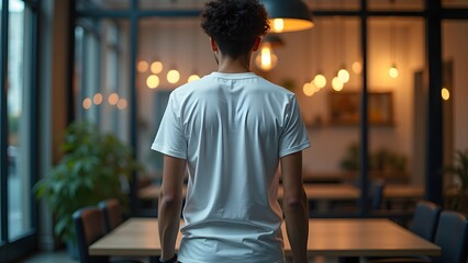 Back View of T-Shirt on Model for Branding Display