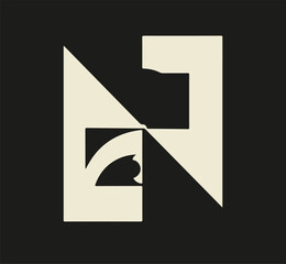 vector illustration of an abstract logo Black and White Angular Letter N Logo