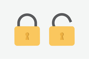 Padlock open and lock flat vector illustration © danijelala