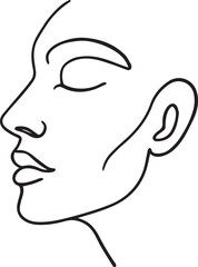 sketch of a man  head Elegant Minimal Line Face Illustration