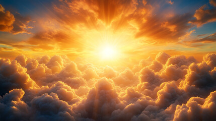 Divine Glory Shining Above the Clouds Background