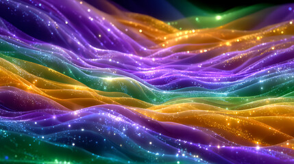 Energetic Digital Flow Sparkling Waves, Abstract Colors. Ideal Presentation Background.