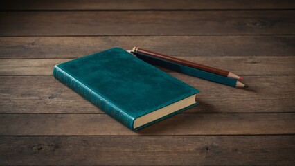 Book and pen in table 