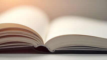 Fototapeta premium Close-Up of Open Blank Pages with Paper Texture and Spine Curve