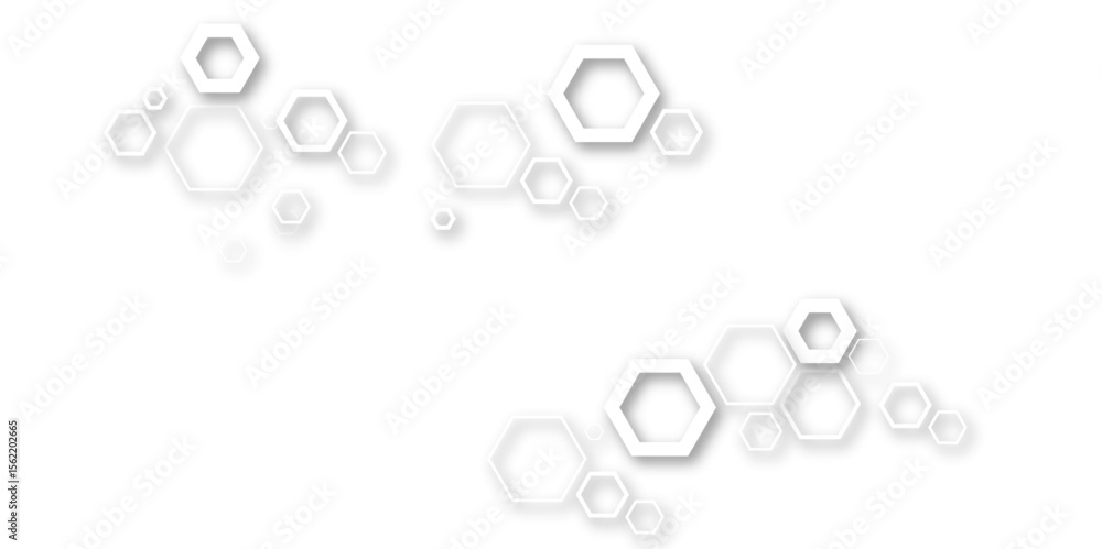 Fototapete an abstract arrangement of interconnected hexagonal shapes in subtle white and light gray, with soft