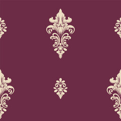 Damask royal red modern seamless pattern element. Vintage classical old fashioned damask ornament, seamless texture for wallpapers, textile.