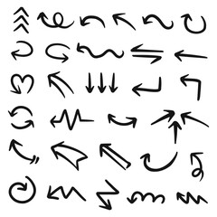 An array of handdrawn black arrows pointing in various directions