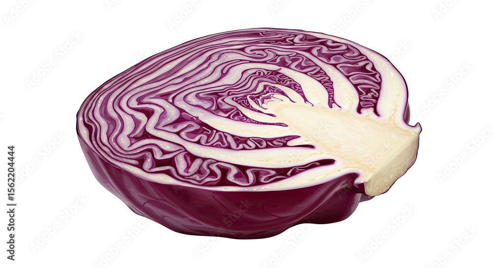 Aufkleber Sliced red cabbage reveals intricate patterns of layered leaves inside