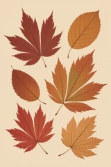 Autumn Leaves on Beige Background


