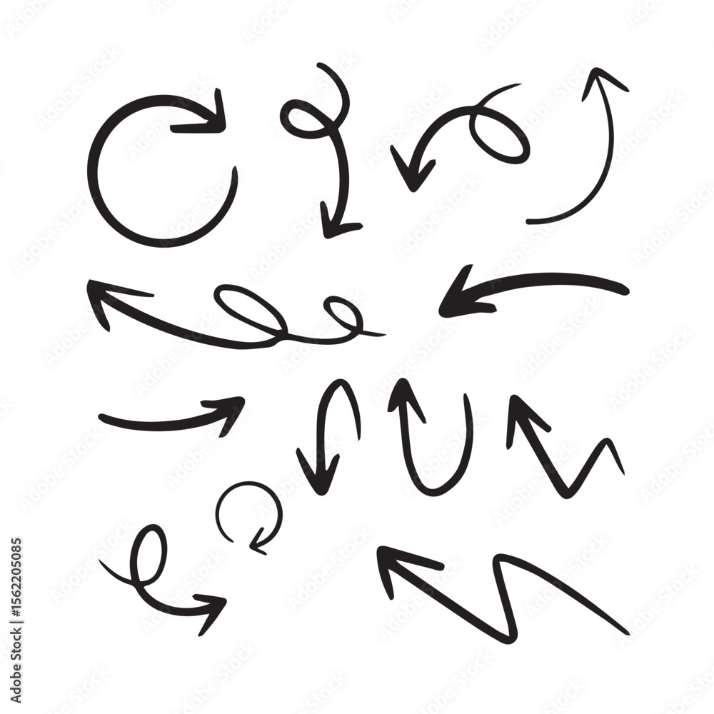 Poster handdrawn arrows point in various directions creating a dynamic cluster against a white background