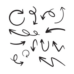 Handdrawn arrows point in various directions creating a dynamic cluster against a white background