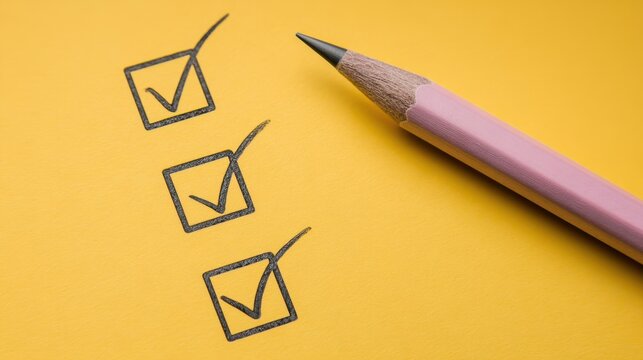 The checklist and pencil on a vibrant yellow background.