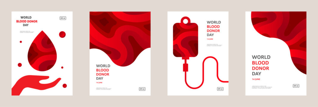 World Blood Donor Day Posters Red Blood Drop Designs - Powered by Adobe