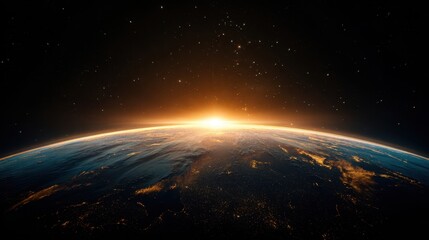 Obraz premium The Earth Awakens Under a Beautiful Sunrise from Space