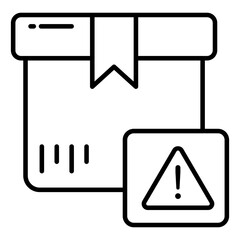 Carton with alert sign, concept of parcel error