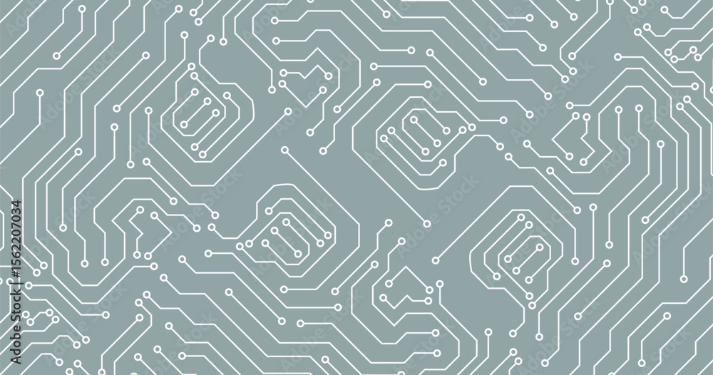 Poster seamless pattern of circuit board. vector abstract technology on green background.