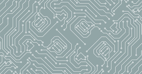 seamless pattern of circuit board. Vector abstract technology on green background.