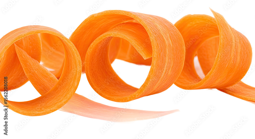Poster swirl of vibrant orange carrot peel creates a visually appealing spiral shape