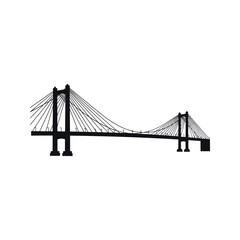 Fototapeta premium Cablestayed bridge silhouette vector illustration isolated on white background infrastructure transportation design element