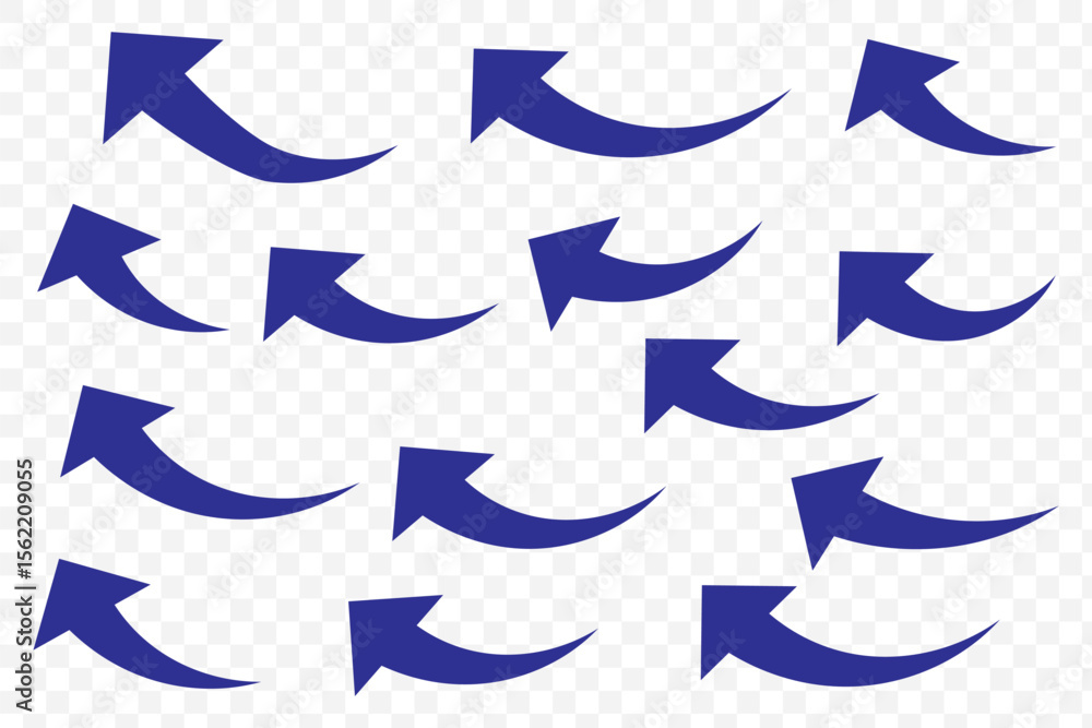 Poster set of long blue curve arrow icon vector . blue curve arrow icon set. long arrow icon set. curve arr