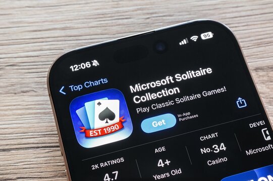 App store with Microsoft Solitaire Collection mobile application to be installed on iOS device