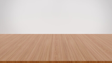 Empty brown wooden table top isolated on white background