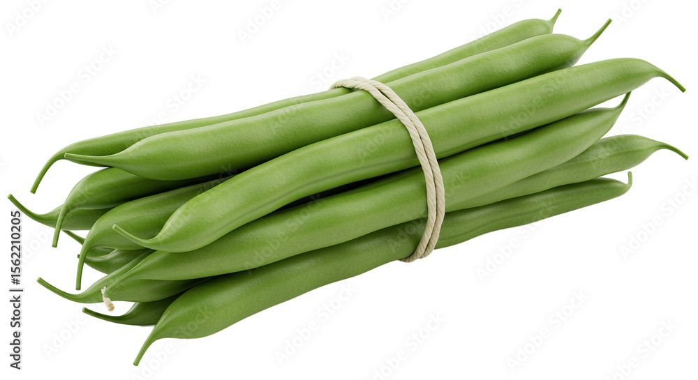 Poster a bundle of fresh green beans tied together with natural twine string