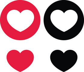 vector illustration of heart, set red heart on the transparent background
