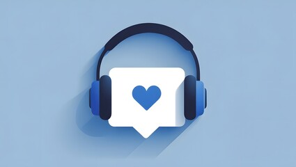 Headphones with Heart Icon: Symbolizing Love for Music, Podcasts, and Engaging Audio Content