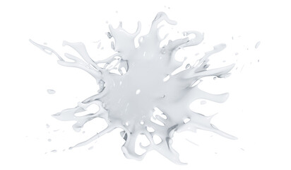 White paint splash isolated on transparent background. 3D illustration.