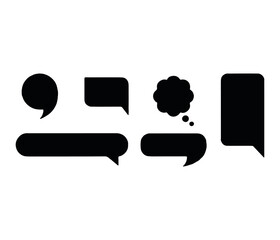 Minimal Speech Bubble Icon Set Vector Collection of Dialogue, Thought, and Message Balloons in Clean Black Line Style