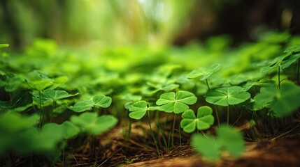 The vibrant clover field showcasing lush green foliage in a serene environment.