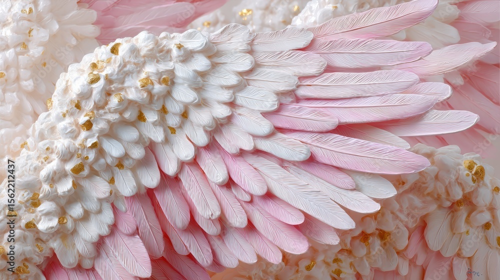 Poster white and pink layered feathers with delicate details soft texture close up artistic macro photograp
