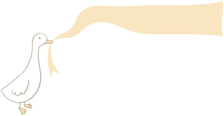 hand drawing illustration duck with flag