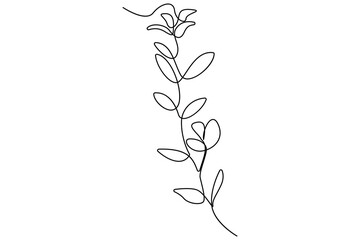 Continuous one line vector drawing of botanical leaves in minimal outline style for nature design
