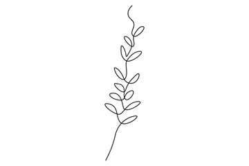Continuous one line vector drawing of botanical leaves in minimal outline style for nature design
