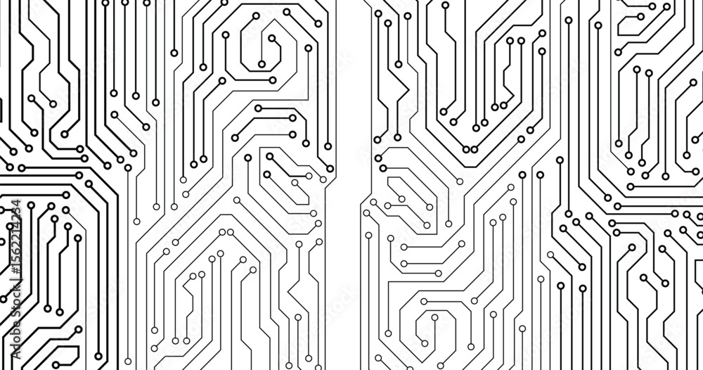 Poster Electronics board. High tech digital data connection system concept. Circuit engineering technology. Computer electronic printed circuit board microcircuit design