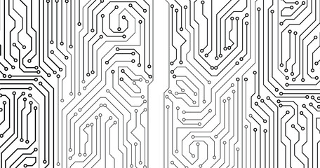 Electronics board. High tech digital data connection system concept. Circuit engineering technology. Computer electronic printed circuit board microcircuit design
