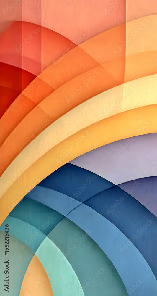 Poster abstract digital rainbow waves creating a harmonious and colorful background, perfect for artistic p
