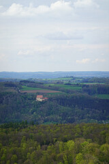 Panorama opening from Kuhalb mountain, Donzdorf village, Baden Wuerttemberg, Germany
