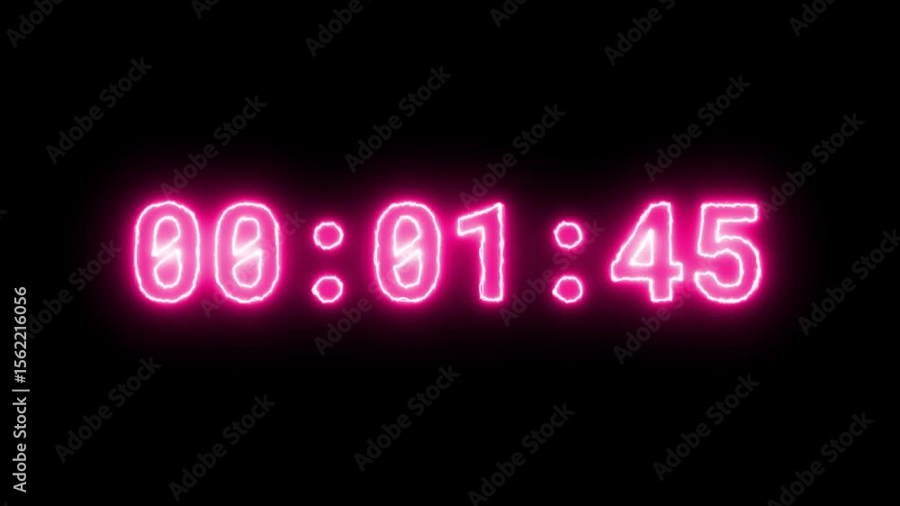 Poster 01 min 40 seconds to 2 minute neon glow countdown timer with seconds animation
