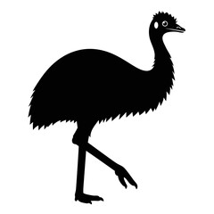Silhouette of a large flightless bird emu walking