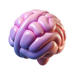 Stylized pink brain with smooth curves and gradient lighting isolated on transparent background