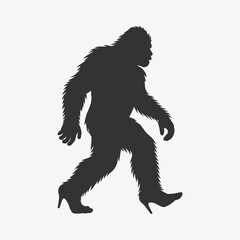 Fototapeta premium Funny Bigfoot Sasquatch in High Heels – Humorous Mythical Creature Illustration