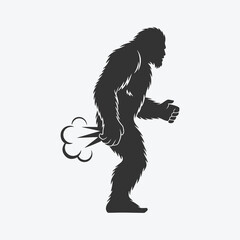Fototapeta premium Funny Bigfoot Sasquatch Farting – Humorous Mythical Creature Illustration