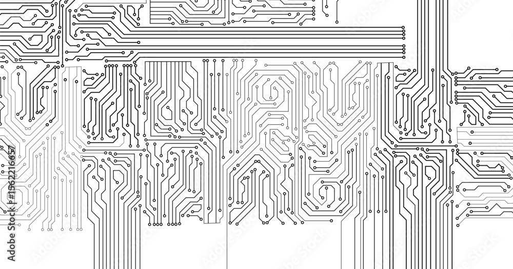 Poster abstract creative futuristic circuit board technology background. circuit board with various technol