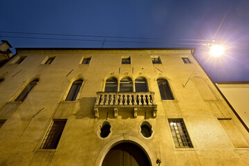 Facade of historic building in Riviera Paleocapa. Padua, Veneto, Italy.