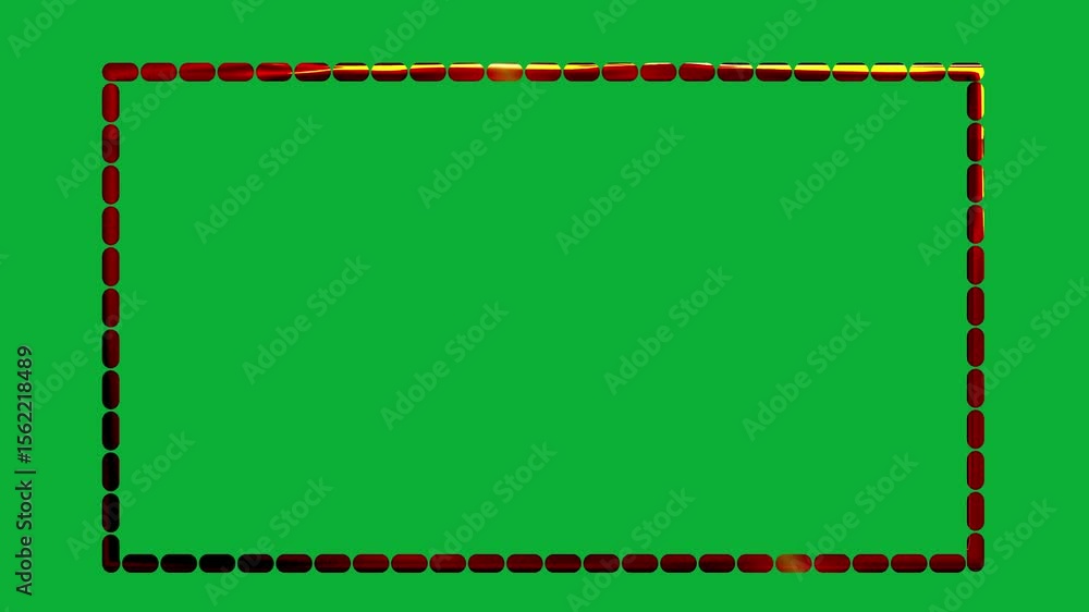 Poster golden 3d dotted rectangle shape shining and animation on green screen background for creative proje
