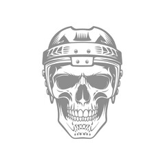 Illustration of Skull Hockey Player with Helmet