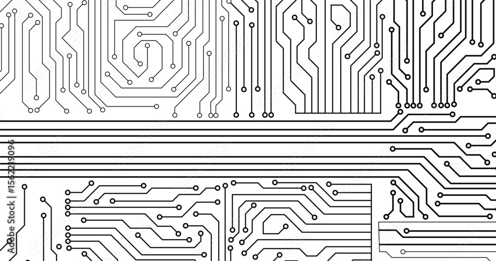 Poster a grey circuit line technology pattern on white background. seamless pattern of circuit board